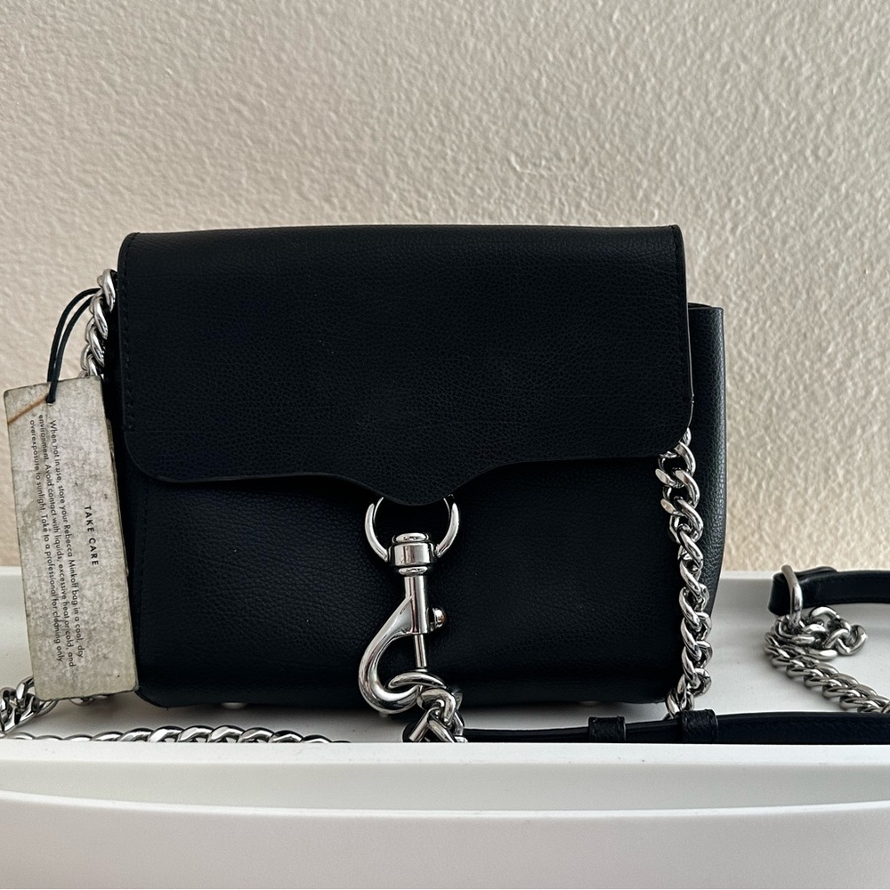 NWT REBECCA MINKOFF Black Leather Chain Purse